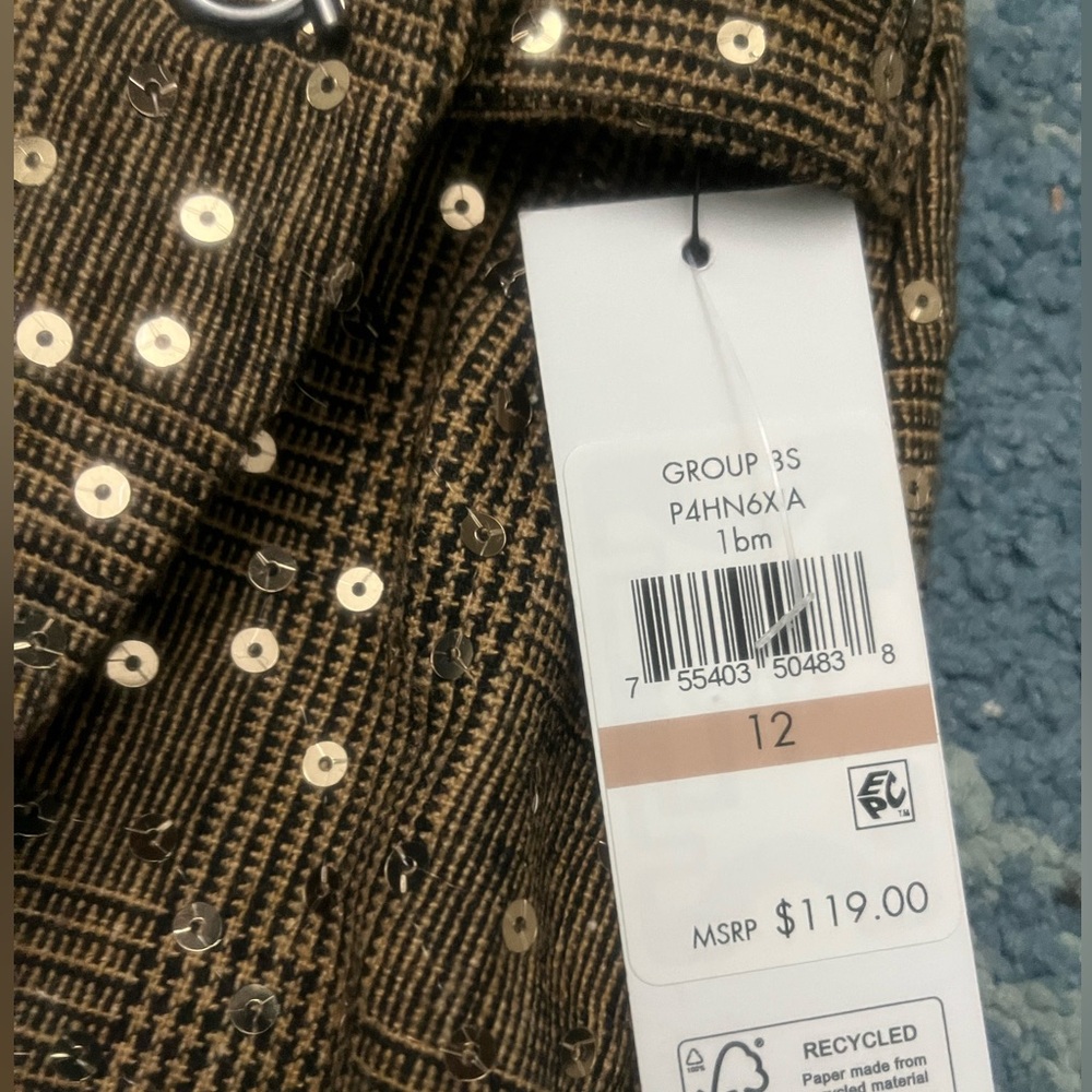 NWT DKNY Sequin plaid mini skirt. Waist 17 inches (34)🤎🖤🤎. - Picture 7 of 7
